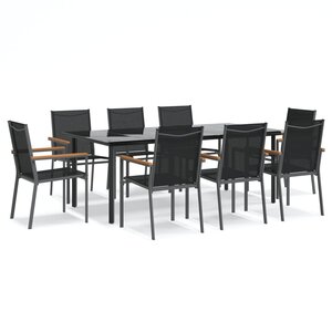 vidaXL Ensemble à manger de jardin 9 Pièces noir textilène et acier