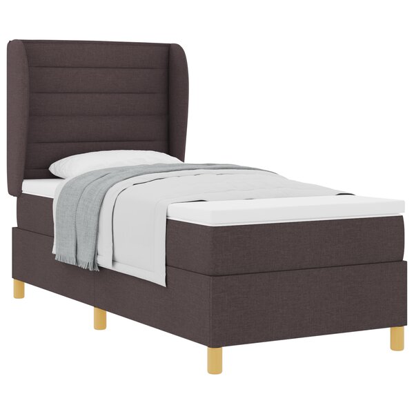 Lit avec sommier et matelas vidaXL Marron foncé 80x200 cm Tissu