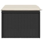 vidaXL Tabouret de jardin avec coussin noir 55x55x37 cm résine tressée