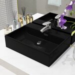 vidaXL Vasque avec trou de robinet en céramique Noir 51 5x38 5x15 cm
