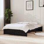 vidaXL Cadre de lit Noir Bois massif 120x190 cm Petit double