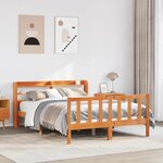 vidaXL Cadre de lit et tête de lit sans matelas cire marron 140x200 cm