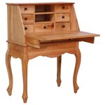 Bureau table poste de travail meuble d'ordinateur informatique étude secrétaire 78 x 42 x 103 cm bois d'acajou massif brun 02_0023934