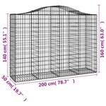 vidaXL Paniers à gabions arqués 13 Pièces 200x50x140/160 cm Fer galvanisé