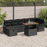 vidaXL Ensemble de canapé de jardin 8 pièces avec coussins en rotin noir