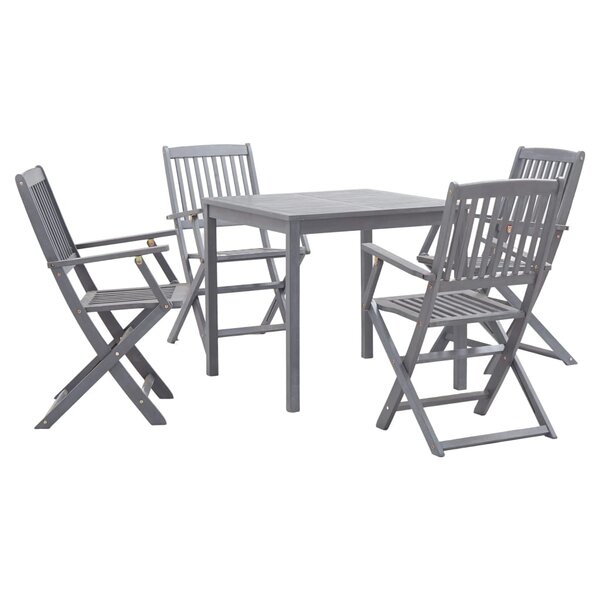 vidaXL Ensemble à manger de jardin 5 Pièces Bois d'acacia massif Gris