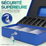 ACROPAQ Caisse monnaie 30x24x9cm- Coffret Monnaie en Acier- Monnayeur  2 clés  Compartiments à monnaie- Poignée de Transport Robuste