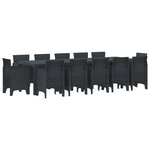 Ensemble de salle à manger de jardin vidaXL 13 pièces Anthracite Poly Rattan