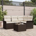 Ensemble de 4 Pièces de Canapé de Jardin avec Coussins en Poly Rattan Gris