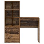 vidaXL Bureau avec rangement vieux bois en bois d'ingénierie