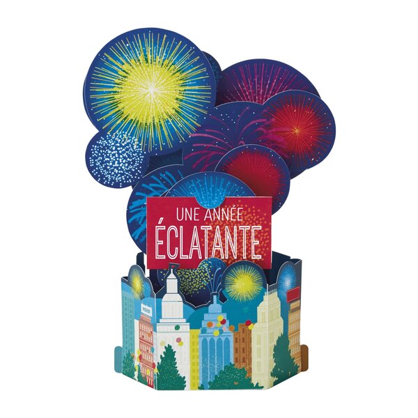 Carte de voeux noël pop up 3d - feu d'artifice - draeger paris