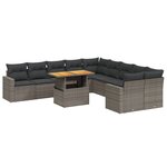 vidaXL Salon de jardin 11 Pièces avec coussins gris résine tressée
