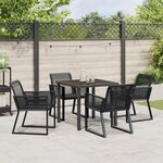 vidaXL Ensemble de Salle à Manger de Jardin 5 Pièces Noir Rattan Poly