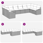 vidaXL Ensemble de canapé de jardin 10 pièces avec coussins Beige Rattan PE
