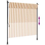 vidaXL Store roulant d'extérieur orange et blanc 150x270cm tissu acier