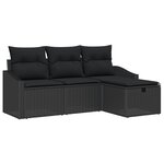 vidaXL Ensemble de canapé de jardin 4 pièces avec coussins noir en poly rattan
