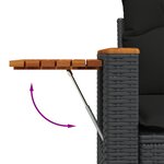 Ensemble de Canapé de Jardin 10 Pièces avec Coussins Noir Rattan Poly Acacia