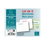 Manifolds Bon Pour 10 5x13 5cm - 50 Feuillets Dupli - Sous Film Par Lot De 5 - Motif  - X 100 - Exacompta