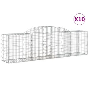 vidaXL Paniers à gabions arqués 10 Pièces 300x50x80/100 cm fer galvanisé