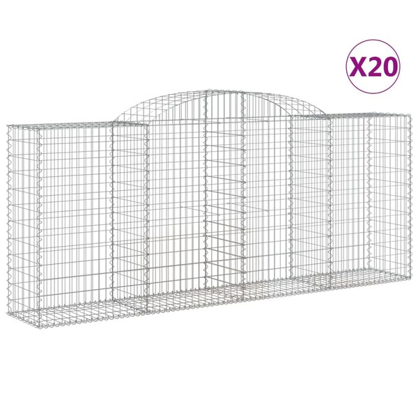 vidaXL Paniers à gabions arqués 20 Pièces 300x50x120/140 cm fer galvanisé
