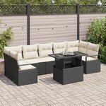 Ensemble de canapés de jardin vidaXL 8 pièces avec coussins Noir Poly Rattan