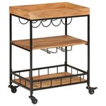 vidaXL Chariot de bar 60x40x80 cm bois massif d'acacia et fer