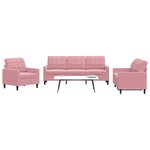 vidaXL Ensemble de canapés 3 Pièces avec coussins Rose Velours