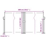 vidaXL Auvent latéral rétractable rouge 140x600 cm