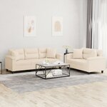 vidaXL Ensemble de canapés 2 Pièces avec coussins Beige Tissu microfibre