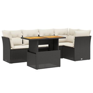 vidaXL Salon de jardin 5 Pièces avec coussins noir résine tressée