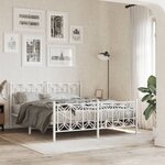 vidaXL Cadre de lit métal avec tête de lit/pied de lit blanc 160x200cm