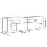 vidaXL Meuble TV avec lumières LED Chêne fumé 140x36 5x40 cm