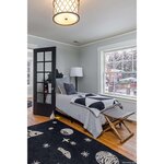 Tapis coton motif espace - noir - 140 x 200