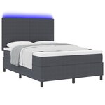 vidaXL Lit à ressorts avec matelas & lumière LED gris foncé 160x200 cm Tissu côtelé