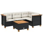 vidaXL Salon de jardin 5 Pièces avec coussins noir résine tressée