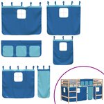 vidaXL Lit mezzanine enfants et rideaux bleu 80x200cm bois pin massif