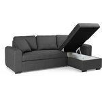 Canapé d'angle convertible réversible 4 places - Tissu gris - 244 x 151 x 90 - HAMILTON