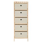 vidaXL Étagère de rangement 5 paniers tissu bois de cèdre beige