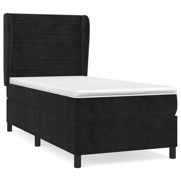 vidaXL Sommier à lattes de lit et matelas Noir 80x200 cm Velours