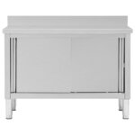 vidaXL Table de travail avec portes coulissantes 120x50x(95-97)cm Inox