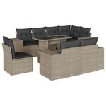 vidaXL Salon de jardin 9 Pièces avec coussins gris clair résine tressée