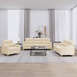 vidaXL Ensemble de canapés 3 Pièces avec coussins Crème Tissu