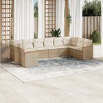 vidaXL Salon de jardin avec coussins 10 Pièces beige résine tressée