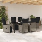 vidaXL Ensemble de salle à manger de jardin 7 pièces avec coussins en gris poly rattan