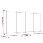 vidaXL Cloison de séparation 4 panneaux Blanc 346x180 cm Tissu