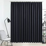 vidaXL Rideau occultant avec crochets Noir 290x245 cm