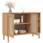 vidaXL Buffet SENJA aspect rotin marron 112x40x80cm bois massif de pin