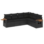 vidaXL Salon de jardin 6 Pièces avec coussins noir résine tressée