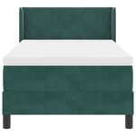 Lit à sommier box avec matelas vert foncé 100x200 cm en velours