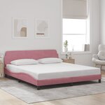 VidaXL Cadre de lit et tête de lit sans matelas rose 180x200cm velours